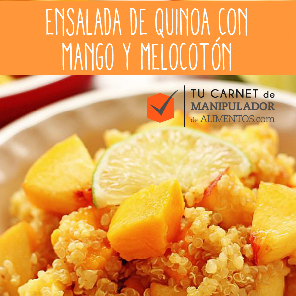 Receta saludable orgánica de Ensalada de Quinoa con mango y melocotón